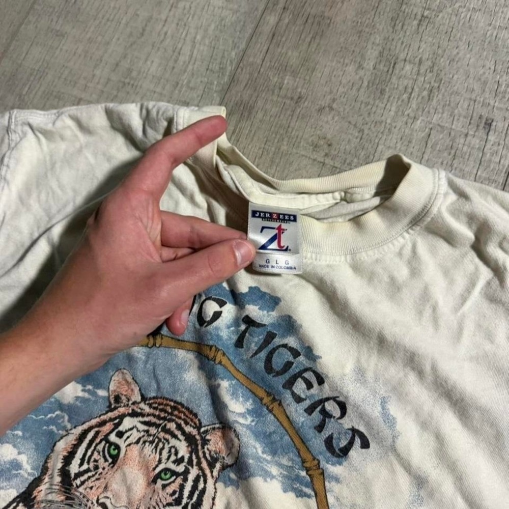 Vintage 2000s white ad blue tiger nature wildlife graphic t shirt Size‎ L - Picture 4 of 7